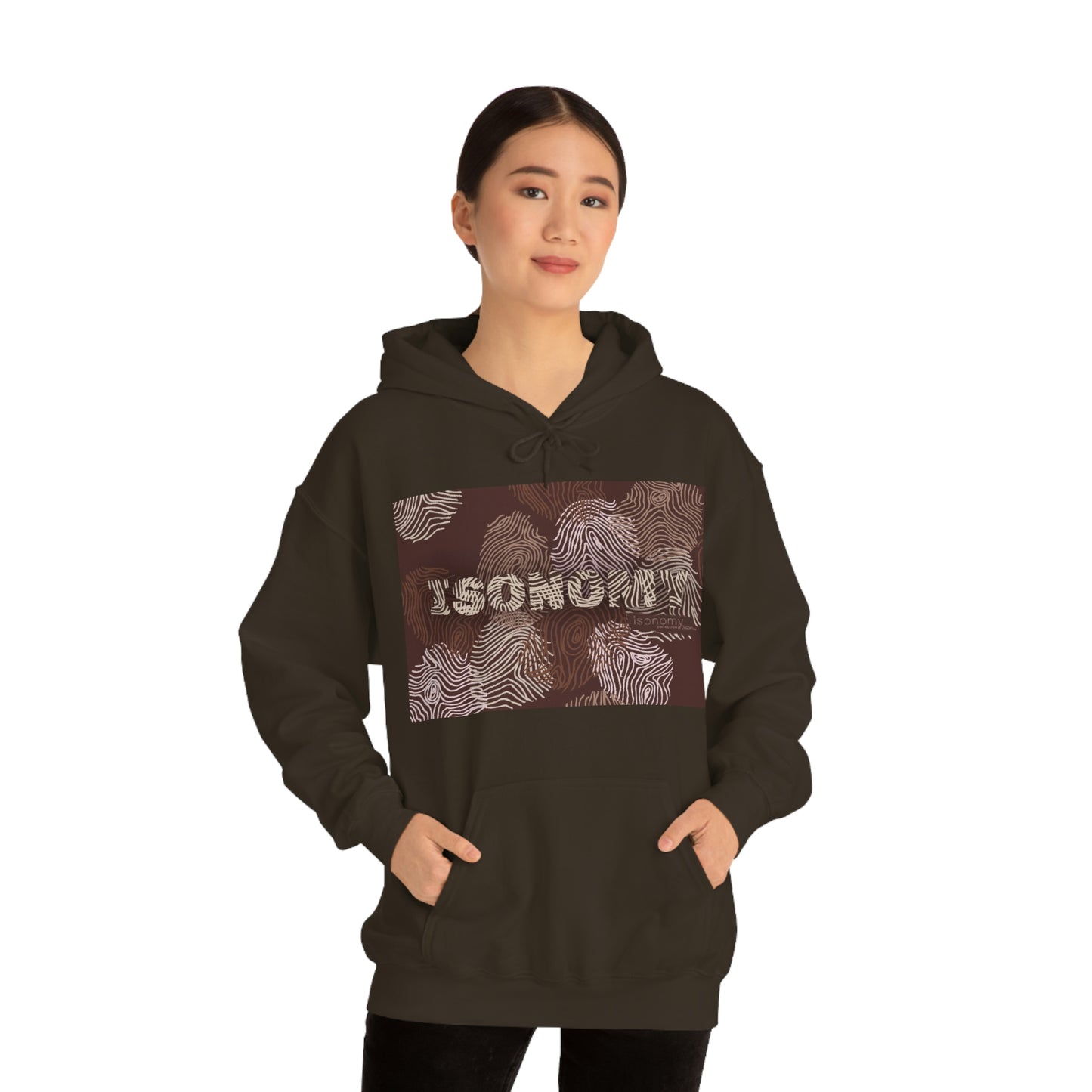 Brown Fingerprint Heavy Blend™ Hooded Sweatshirt
