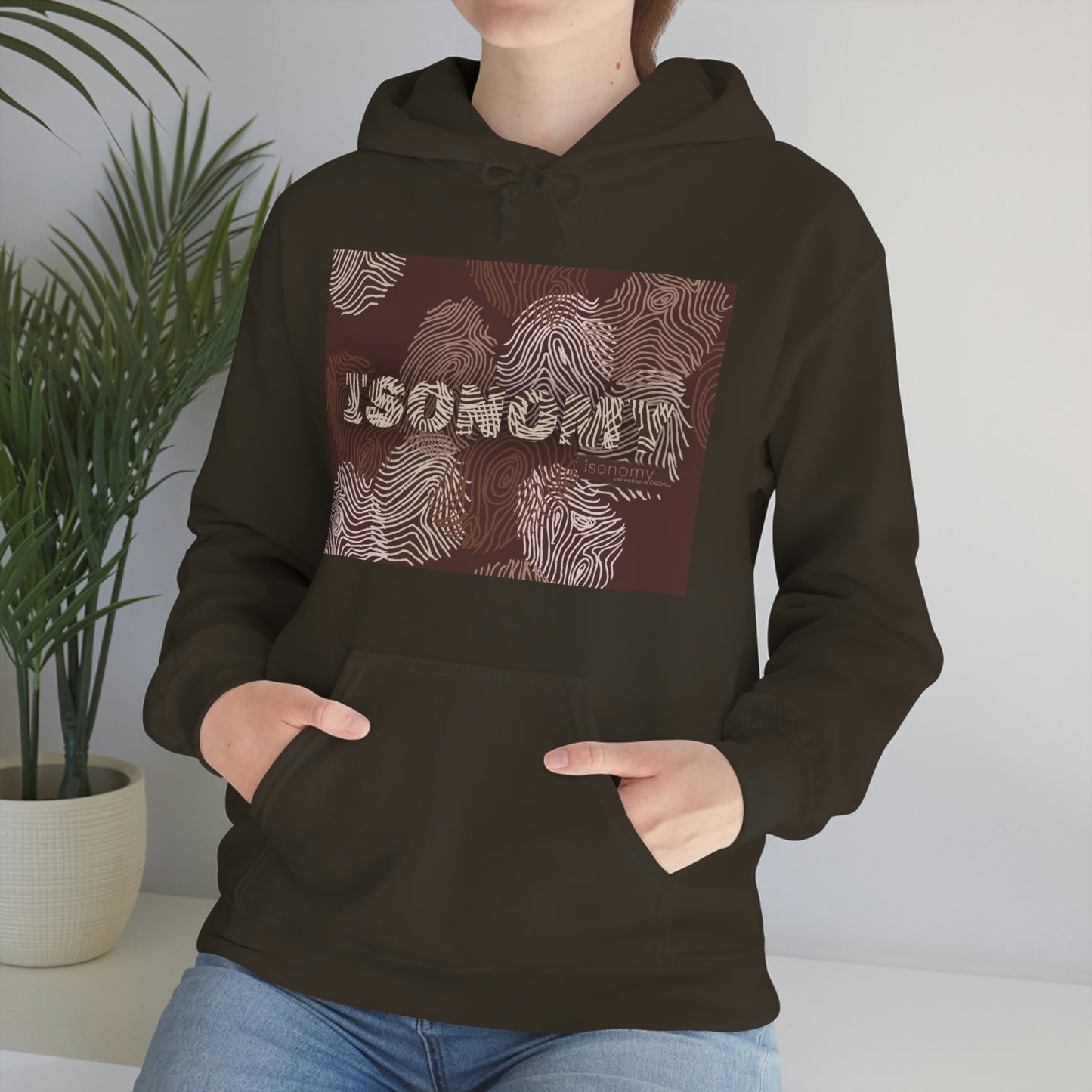 Brown Fingerprint Heavy Blend™ Hooded Sweatshirt