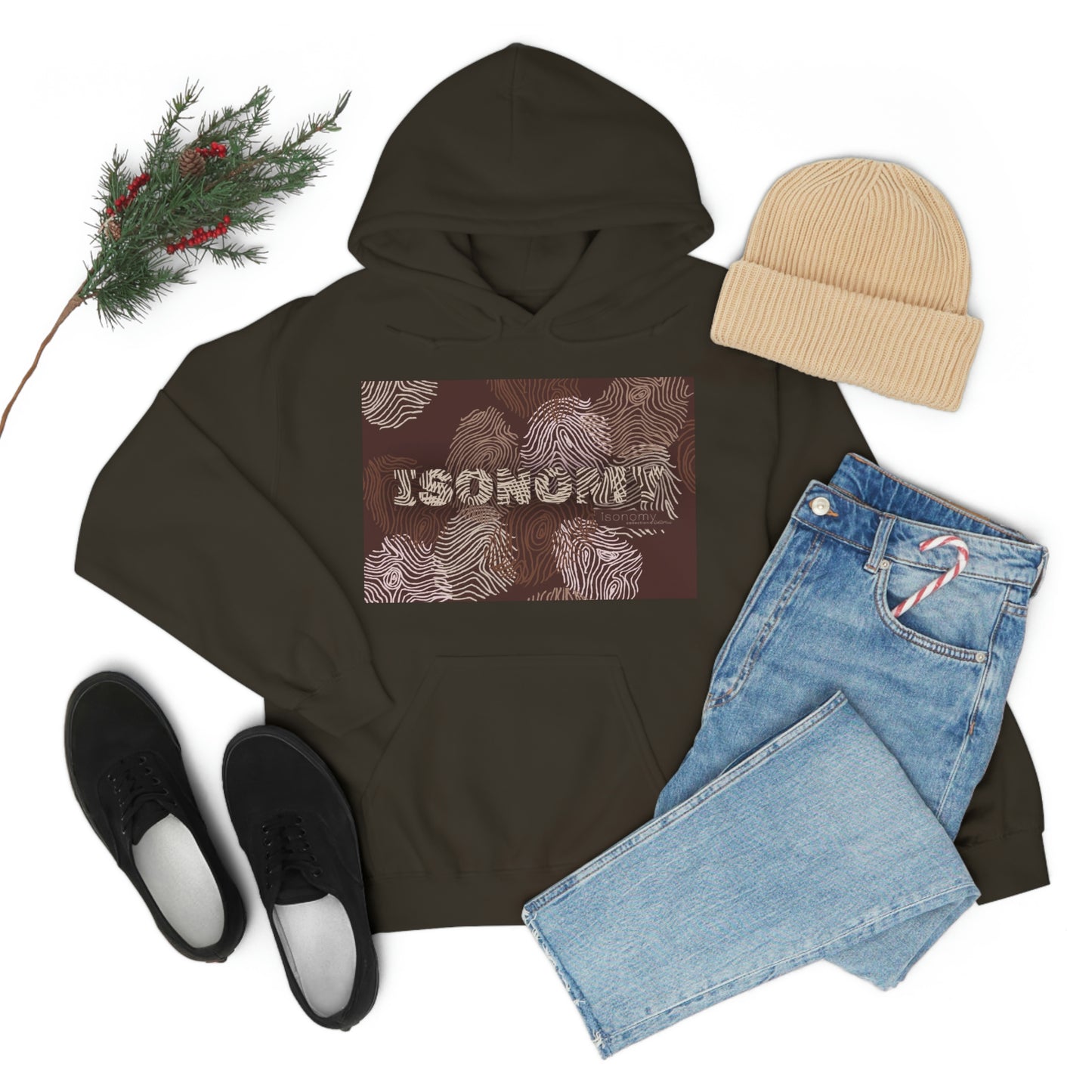 Brown Fingerprint Heavy Blend™ Hooded Sweatshirt