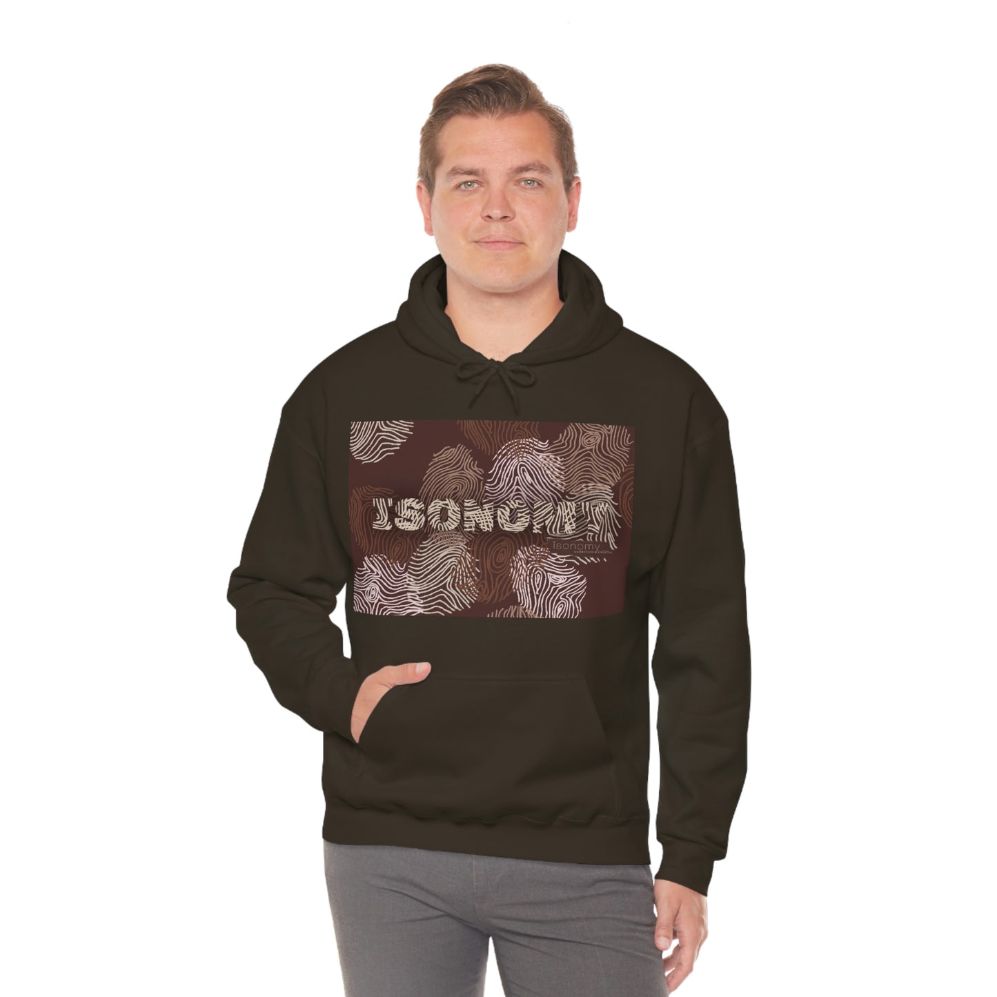 Brown Fingerprint Heavy Blend™ Hooded Sweatshirt